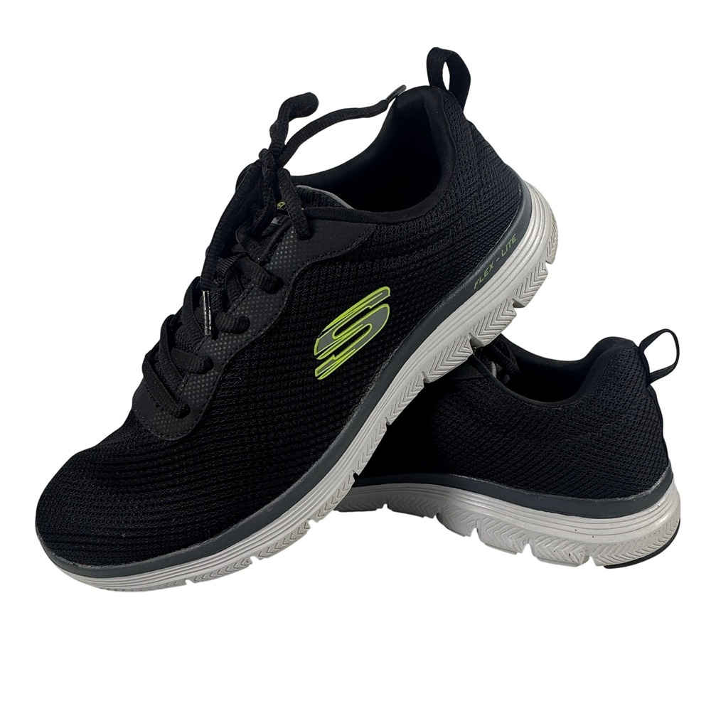 Skechers Flex-Lite Foam Men's Athletic‎ Sneakers Black Mesh Walking Shoes 9.5